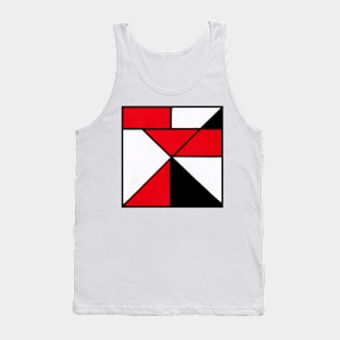 Red, Black, and White Geometric Abstract Acrylic Painting Tank Top